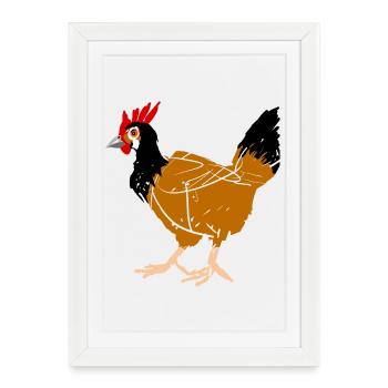 Poule - Affiche encadrée (27 × 37 cm) - blanc - Devant