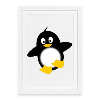 Penguin Glow Belly Cartoon - Framed poster (27 × 37 cm) - white - Front