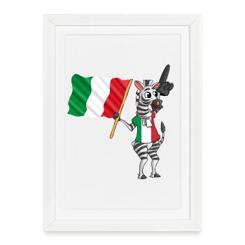 Italiens Zebra - Affiche encadrée (27 × 37 cm) - blanc - Devant