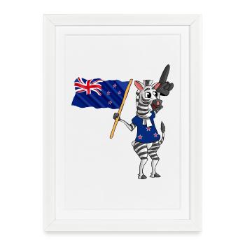 Néo-Zélandais Zebra - Affiche encadrée (27 × 37 cm) - blanc - Devant
