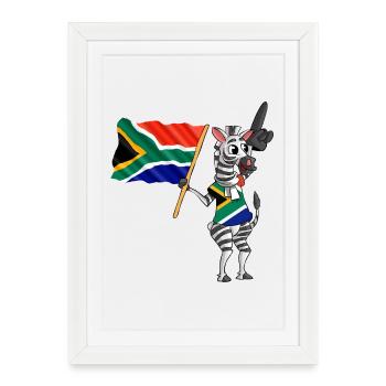 Zebra Afrique du Sud - Affiche encadrée (27 × 37 cm) - blanc - Devant