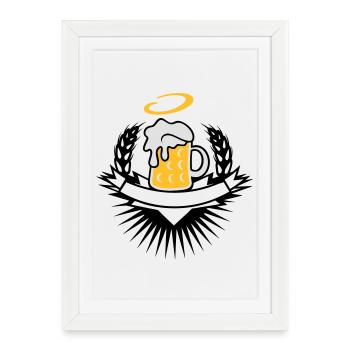 Une chope de bière comme un blason - Affiche encadrée (27 × 37 cm) - blanc - Devant