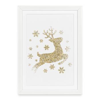 paillettes d'or de cerf - Affiche encadrée (27 × 37 cm) - blanc - Devant