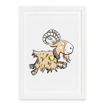 Chèvre sautante I Bélier I Bouc cadeau - Affiche encadrée (27 × 37 cm) - blanc - Devant
