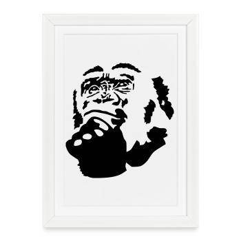 singe - Affiche encadrée (27 × 37 cm) - blanc - Devant