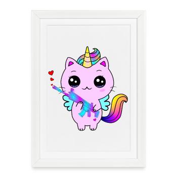 Unicorn hunter with heart - Framed poster (27 × 37 cm) - white - Front