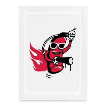 A funny fire extinguisher with glasses - Framed poster (27 × 37 cm) - white - Front