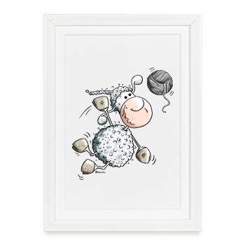 Funny Sports Sheep - Framed poster (27 × 37 cm) - white - Front