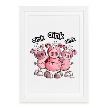 Funny Pig Team - Porc - Affiche encadrée (27 × 37 cm) - blanc - Devant