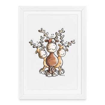 Funny Elk Team - Framed poster (27 × 37 cm) - white - Front