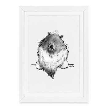 Funny Wolfsspitz I Comic Dog Gift - Framed poster (27 × 37 cm) - white - Front