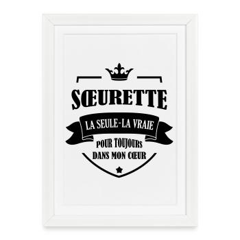 Soeur Soeurette Frère Naissance Bébé Sœur - Affiche encadrée (27 × 37 cm) - blanc - Devant
