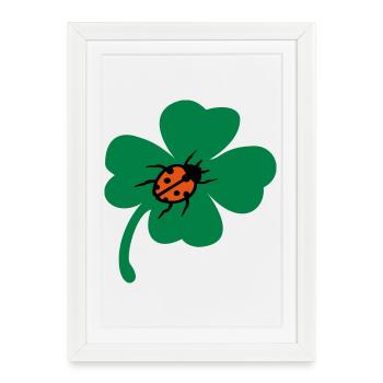 Lucky Cloverleaf Ladybug - Framed poster (27 × 37 cm) - white - Front