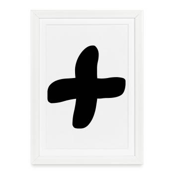 Plus signe de croix ombres plus signe augure - Affiche encadrée (27 × 37 cm) - blanc - Devant