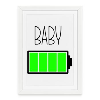 Bébé de batterie - Affiche encadrée (27 × 37 cm) - blanc - Devant