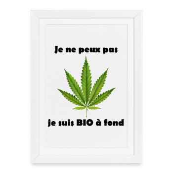 Feuille de cannabis stylisée pour vêtements - Affiche encadrée (27 × 37 cm) - blanc - Devant