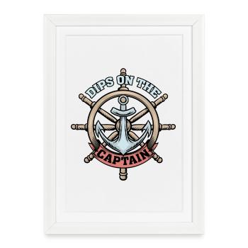 Dibs On The Captain - Citation amusante du capitaine - Affiche encadrée (27 × 37 cm) - blanc - Devant