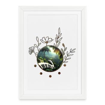 Piano dans la jungle - Affiche encadrée (27 × 37 cm) - blanc - Devant