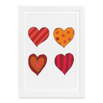 Heart variation 4er - Framed poster (27 × 37 cm) - white - Front