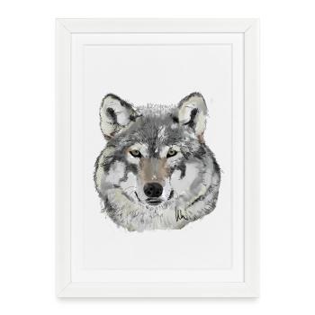 Loup - Affiche encadrée (27 × 37 cm) - blanc - Devant