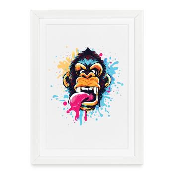 Angry Monkey Splash Urban Street - Affiche encadrée (27 × 37 cm) - blanc - Devant