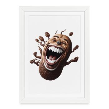 Grain de café chanceux - Affiche encadrée (27 × 37 cm) - blanc - Devant