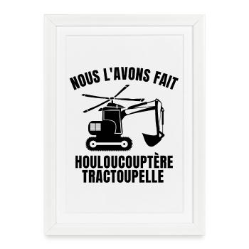 tractopelle, pelleteuse, chef de chantier - Affiche encadrée (27 × 37 cm) - blanc - Devant