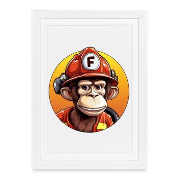 Firefighter / Monkey - Framed poster (27 × 37 cm) - white - Front