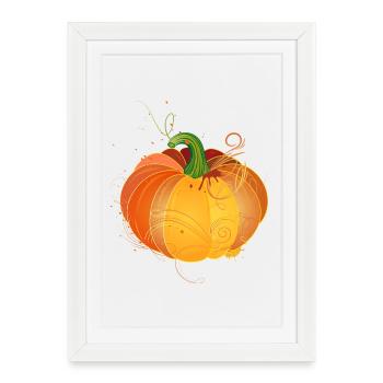 Citrouille orange aux couleurs automnales - Affiche encadrée (27 × 37 cm) - blanc - Devant