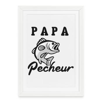 Papa Pêcheur : Cadeau Parfait ! - Affiche encadrée (27 × 37 cm) - blanc - Devant