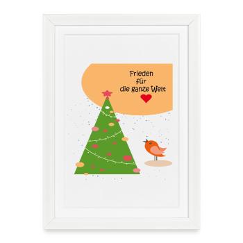 Weihnachten Frieden - Gerahmtes Poster (27 × 37 cm) - Weiß - Vorne
