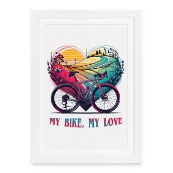Vélo Love Heartscape - Affiche encadrée (27 × 37 cm) - blanc - Devant