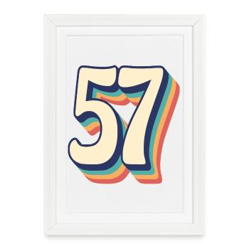 Vintage Retro T-Shirt Number 57 Fifty Seven - Framed poster (27 × 37 cm) - white - Front