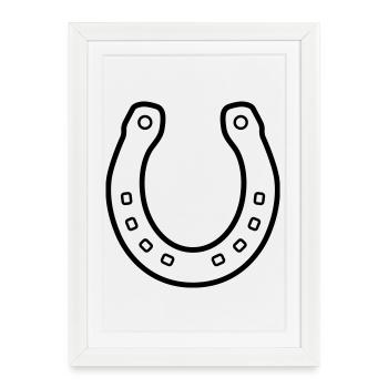 Fer à cheval cheval contour symbole de bonne chance - Affiche encadrée (27 × 37 cm) - blanc - Devant