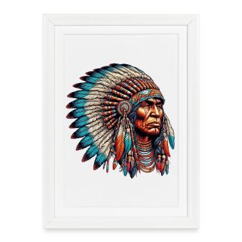 Amérindien Peau rouge d’Amérique - Affiche encadrée (27 × 37 cm) - blanc - Devant