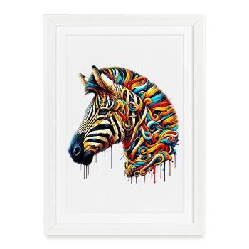 Zebra - Gerahmtes Poster (27 × 37 cm) - Weiß - Vorne