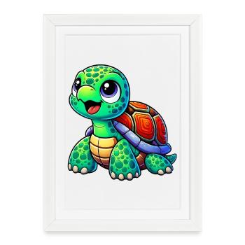 Turtle - Framed poster (27 × 37 cm) - white - Front