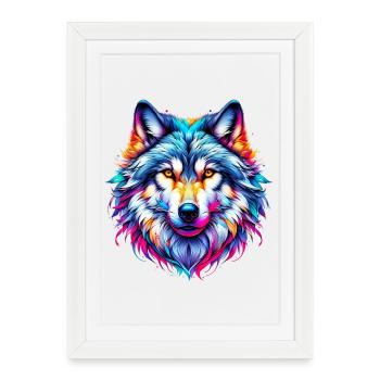 Loup - Affiche encadrée (27 × 37 cm) - blanc - Devant