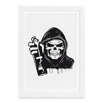 Skull,Skull,Skull with Hoodie and Spray Can - Framed poster (27 × 37 cm) - white - Front