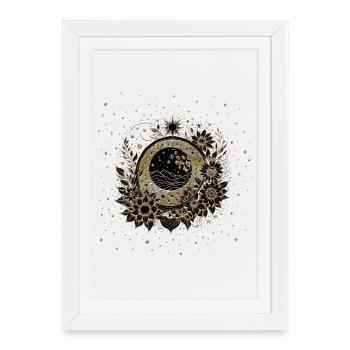 Fleurs nobles aux couleurs or et noir. - Affiche encadrée (27 × 37 cm) - blanc - Devant