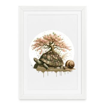 Turtle with a bonsai on its carapace - Framed poster (27 × 37 cm) - white - Front