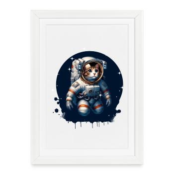 A cat in an astronaut suit - Framed poster (27 × 37 cm) - white - Front