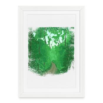 Forest path with frayed edge - Framed poster (27 × 37 cm) - white - Front