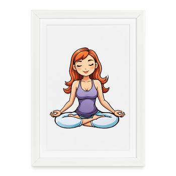 Yoga Girl Lotus Position - Affiche encadrée (27 × 37 cm) - blanc - Devant