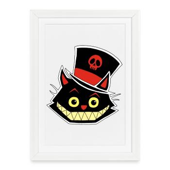 Cat and hat - Framed poster (27 × 37 cm) - white - Front