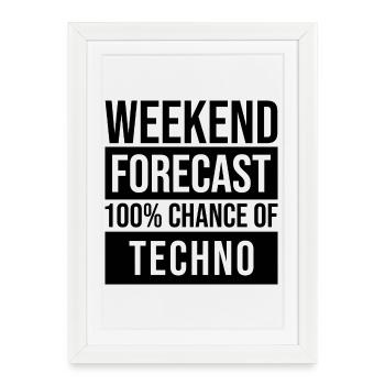 Techno Techno Techno - Affiche encadrée (27 × 37 cm) - blanc - Devant