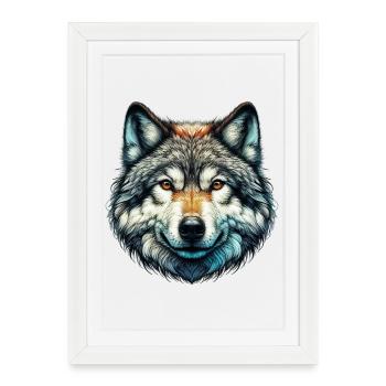 Loup - Affiche encadrée (27 × 37 cm) - blanc - Devant