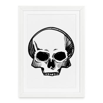 Crâne - Dessin au crayon - Affiche encadrée (27 × 37 cm) - blanc - Devant
