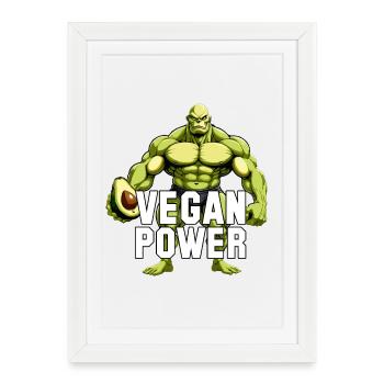 Vegan Power Avocado Superfood Muscles Gift - Framed poster (27 × 37 cm) - white - Front