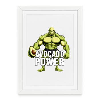 Avocado Power Vegan Superfood Muscles Gift - Framed poster (27 × 37 cm) - white - Front